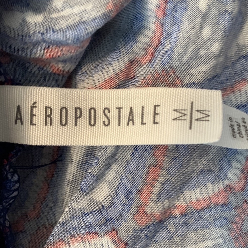 Aeropostale Blue Patterned Ruffled Sleeveless Romper - Picture 11 of 13